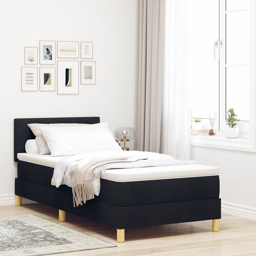 VidaXL krevet sa kutijom s madracem Crna 100x200 cm Tkanina Slike