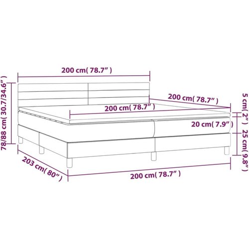  Krevet s oprugama i madracem smeđesivi 200x200 cm od tkanine Slike