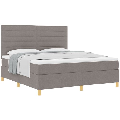 VidaXL Box Spring Postelja z Blazino Taupe Super King Tkanina, (22052903) Slike
