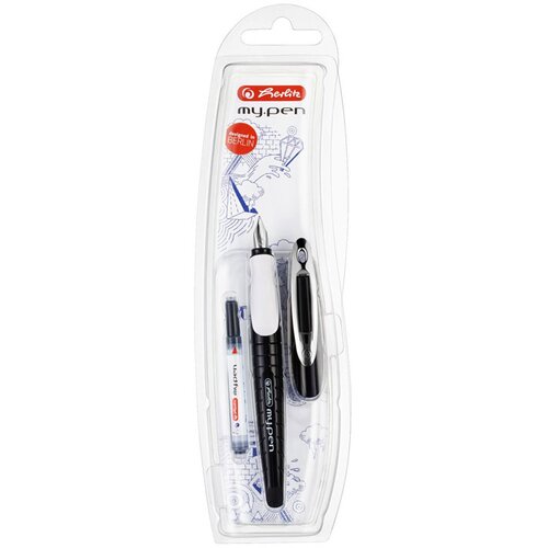 Herlitz Nalivno pero My pen + črnilni vložek, Black-White Cene