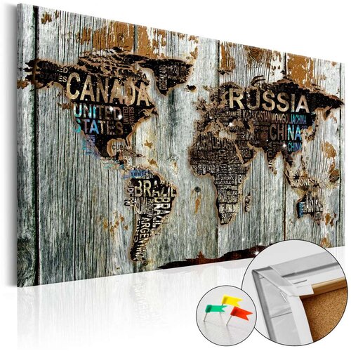  Slika na plutenoj podlozi - Wooden Border [Cork Map] 90x60 Slike