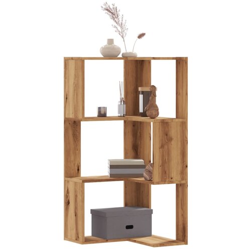 vidaXL Kutni regal z knjige 3 razine artisian hrast 50x50x102cm drveni Cijene