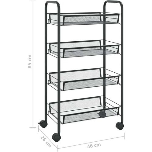 VidaXL Kuhinjska kolica s 4 razine crna 46 x 26 x 85 cm željezna Slike