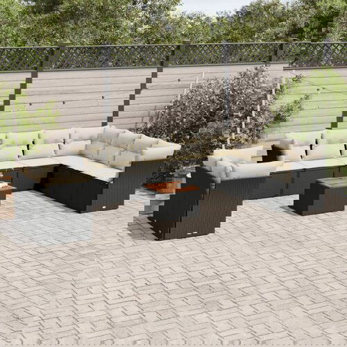 vidaXL 11-dijelni set vrtnih sofa od poliratana s jastucima crni Cijene