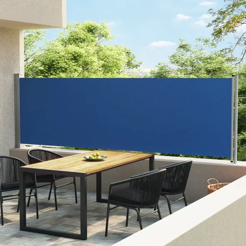 vidaXL Zložljiva stranska tenda za teraso 140x600 cm modra
