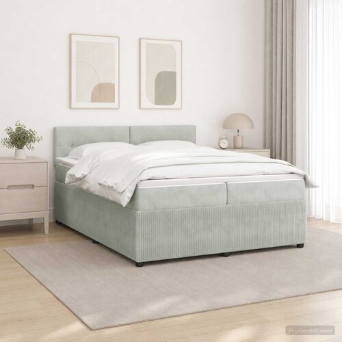  Boxspring krevet s madracem Svjetlosiva 200 x 200 cm Baršun Cene