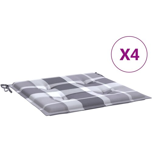 Jastuci za vrtne stolice 4 kom sivi karirani 50x50x4 cm tkanina Slike