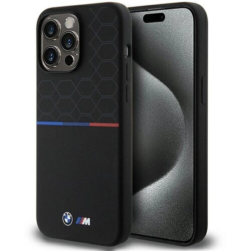 BMW M SILIKONSKI OVITEK Z VZORCEM MAGSAFE ZA IPHONE 15 PRO MAX, ČRN, (21897195) Cene