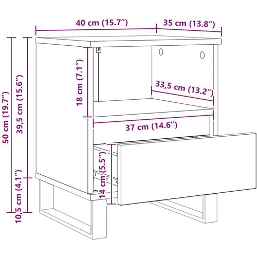  za krevet Crni hrast 40 x 35 x 50 cm Konstruirano drvo Slike
