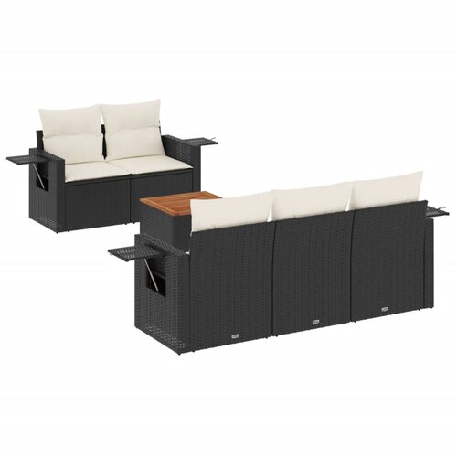 vidaXL 6-dijelni set vrtnih sofa s jastucima crni od poliratana Cijene