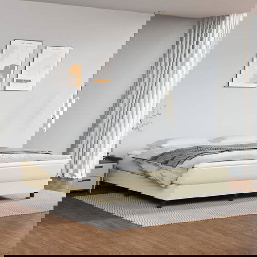 VidaXL Okvir za krevet s oprugama krem 160x200 cm od umjetne kože Slike