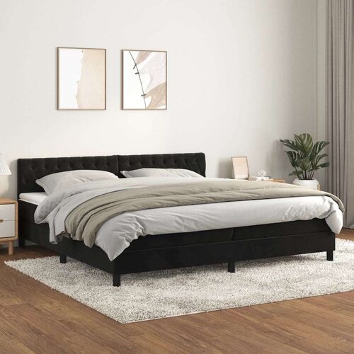  Box spring postelja z vzmetnico črna 200x200 cm žamet, (20791284) Slike