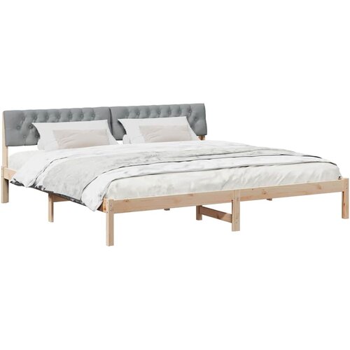  Okvir kreveta s uzglavljem Smeđa i svijetlo siva 200 x 200 cm Slike