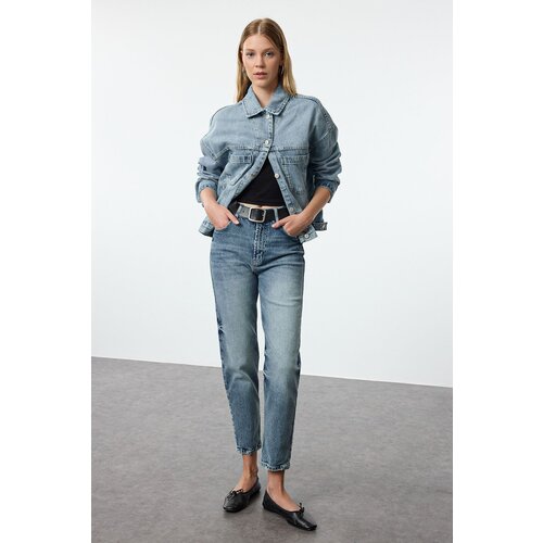 Trendyol blue High Waist Slim Mom Jeans Slike