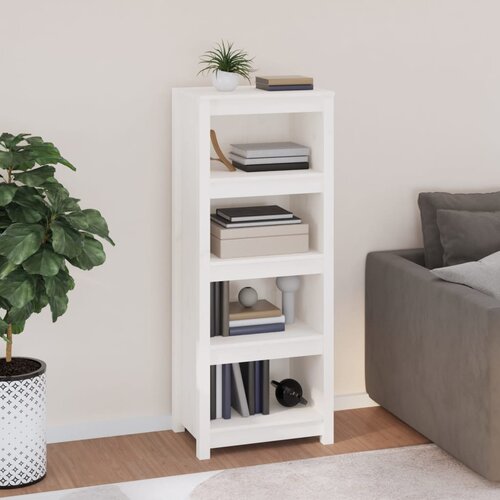 vidaXL Knjižna omara bela 50x35x125,5 cm trdna borovina Cene