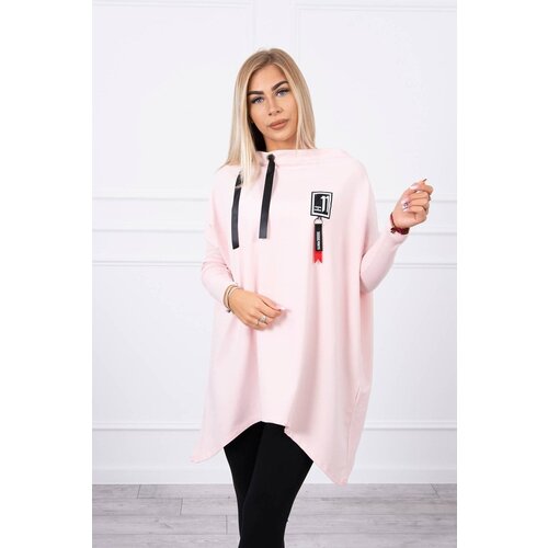 Kesi Oversized sweatshirt with asymmetrical sides powder pink Cene