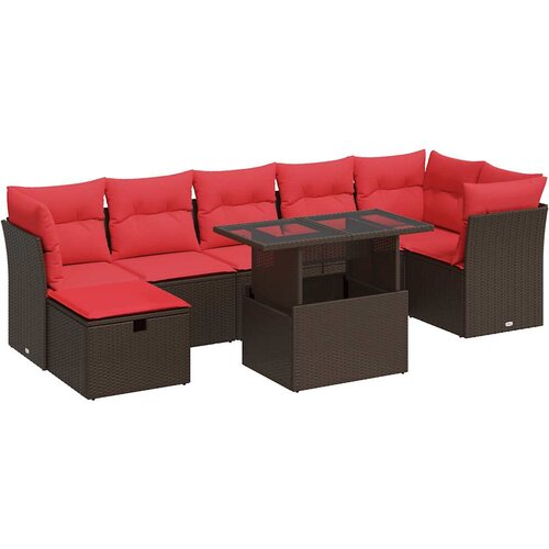  8-dijelni set vrtnih sofa od poliratana s jastucima smeđi Slike