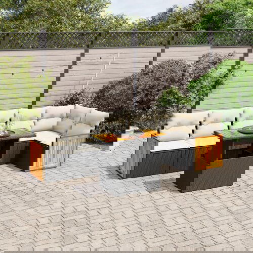 vidaXL 7-dijelni set vrtnih sofa od poliratana s jastucima crni Cijene