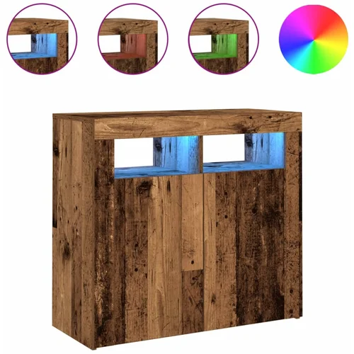 Maison Chic Komoda - Predalnik z LED lučkami starinski hrast 80x35x75 cm inženirski les, (21721607)