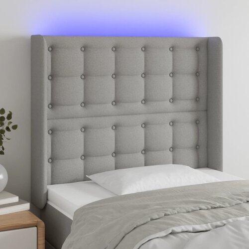  LED uzglavlje svjetlosivo 93 x 16 x 118/128 cm od tkanine Cijene