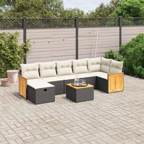 VidaXL 8-dijelni set vrtnih sofa od poliratana s jastucima crni Slike