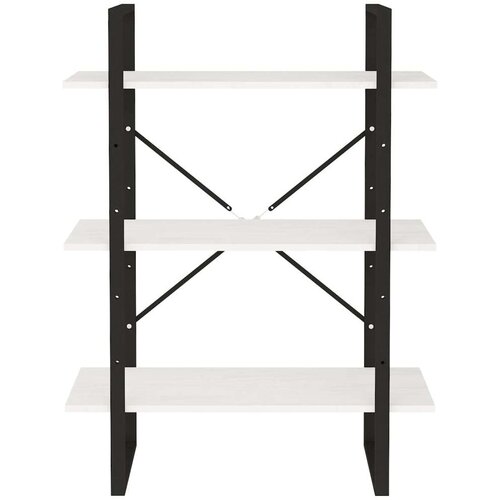VidaXL Knjižna omara 3-nadstropna bela 80x30x105 cm trdna borovina Slike