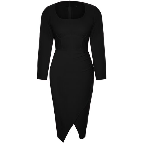 Trendyol Curve Black Fitted Midi Dress Slike