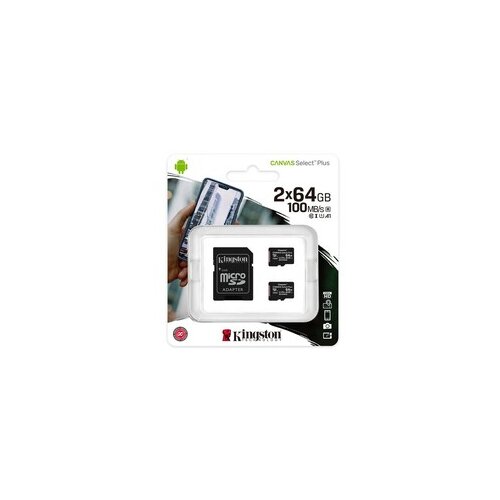 Kingston Canvas Select Plus/flash pomnilni&amp;scaron;ka kartica/64 GB/microSDXC UHS-I SDCS2/64GB-2P1A Slike