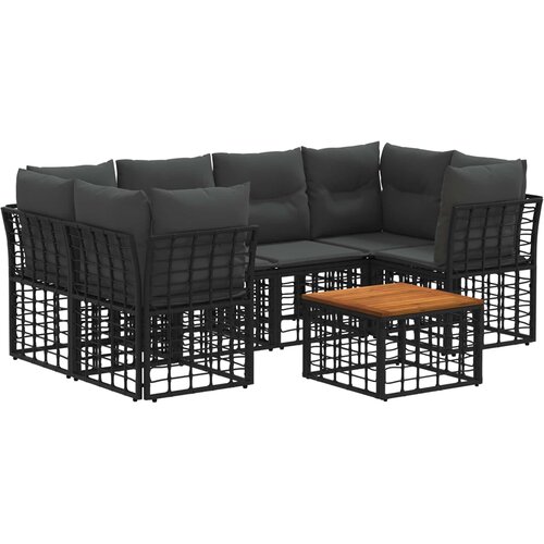  Set vanjskih sofa 7 kom. Crna i tamno siva poliratan Slike