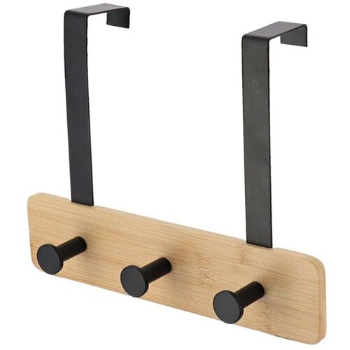 Tendance vješalica sa 3 kuke metal/bambus, crna Cene