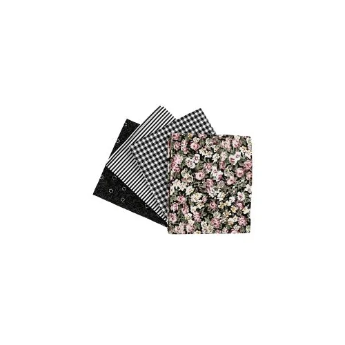  Tkanina za patchwork - crna - 4 kom - 45 x 55 cm (pamučna tkanina)