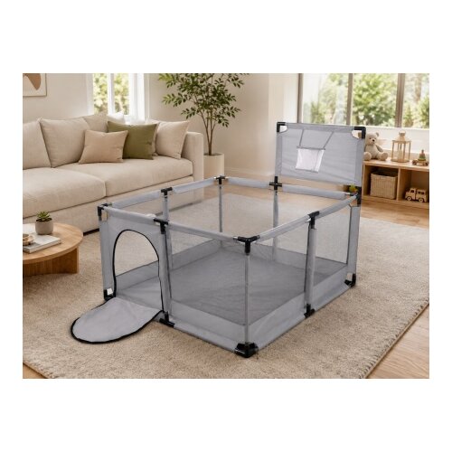 Delunaro dečija ogradica za igru sa mrežom i ko&amp;scaron;em 127x127x65cm ( KLK2609-Grey ) Slike