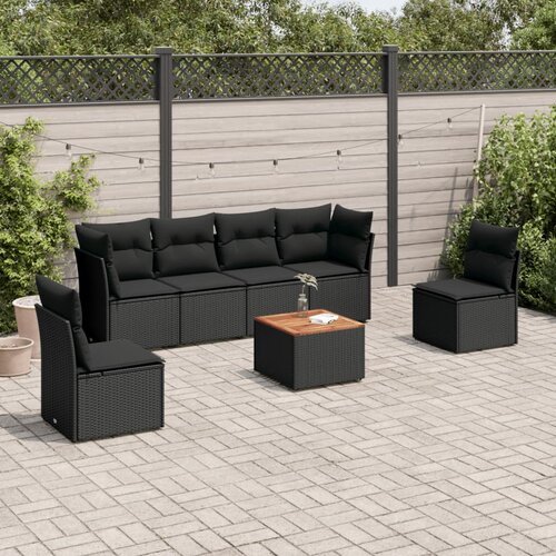 vidaXL 7-dijelni set vrtnih sofa od poliratana s jastucima crni Cijene