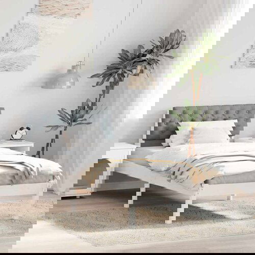 VidaXL Okvir kreveta s uzglavljem Bijela i svijetlosiva 90 x 200 cm Slike