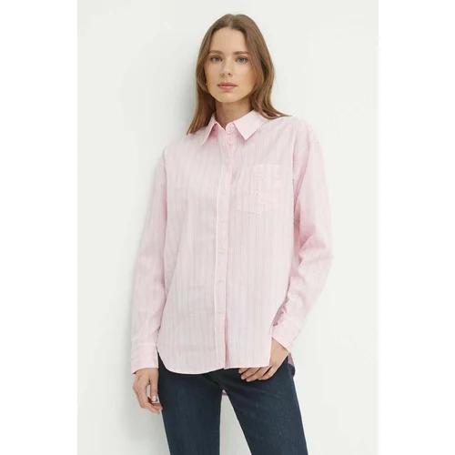 Polo Ralph Lauren Pamučna košulja za žene, boja: ružičasta, relaxed, s klasičnim ovratnikom, 200932627