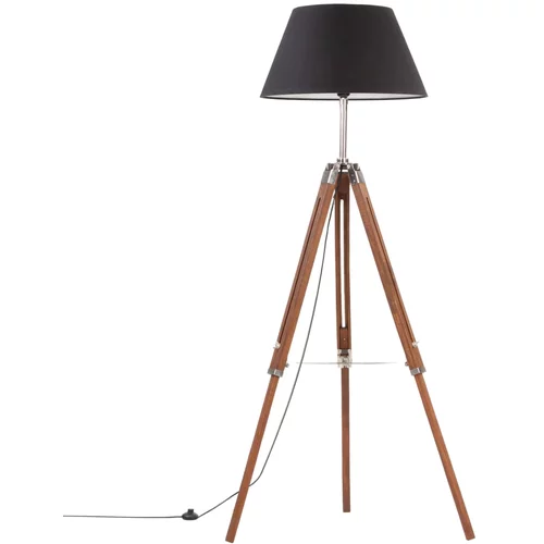 vidaXL Podna svjetiljka s tronošcem medeno-crna od tikovine 141 cm
