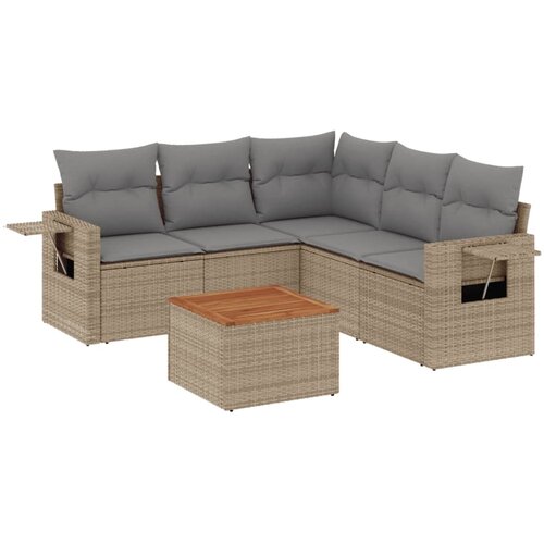 vidaXL 6-dijelni set vrtnih sofa s jastucima bež od poliratana Cijene