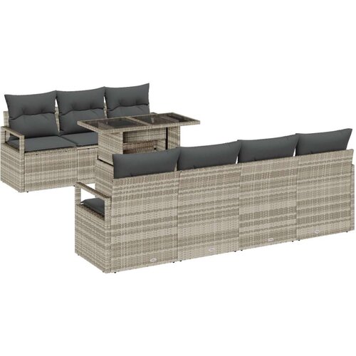 8 komada vrtnih sofa s jastučićima svjetlosiva poli ratan  2-sjedalica vrtni kauč s jastučićima sivi poli ratan Cijene