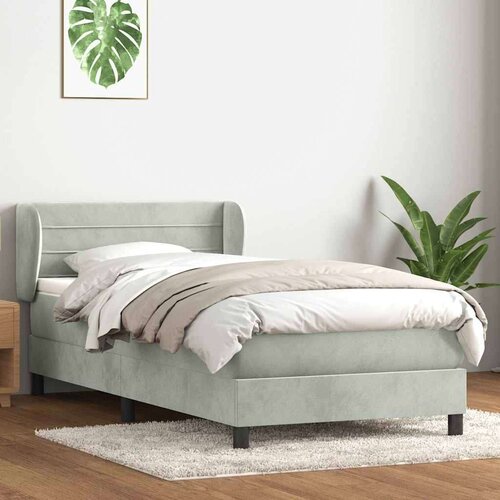 Box spring postelja z vzmetnico svetlo siva 80x220 cm žamet, (21791846) Cene