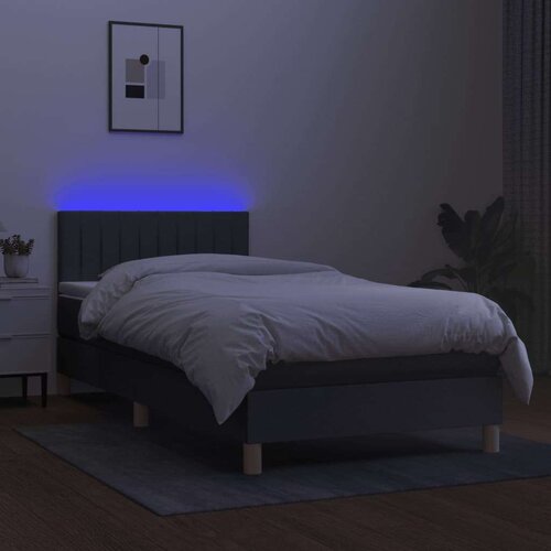  Krevet box spring s madracem LED tamnosivi 90x190 cm tkanina Slike