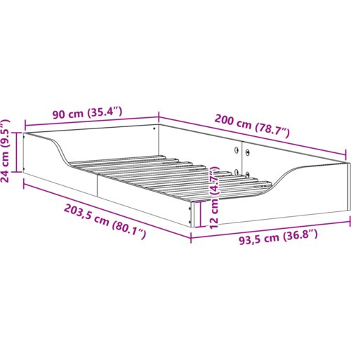  Krevet s daskama Smeđa 80 x 220 cm Čvrsta borova drva Slike