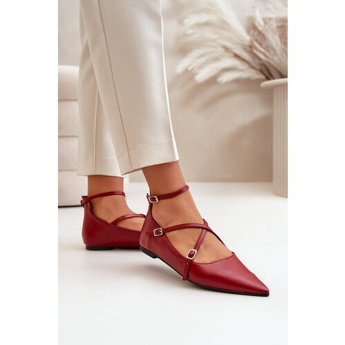 Kesi Women&amp;#039;s Ballerinas With Pointed Toes And Intertwined Straps Burgundy Violra Slike