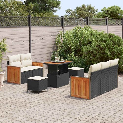  Sjedeća garnitura za vrt 10 kom. 7-Broj sjedala Crna i Krema 179 x 173 x 85 cm Slike