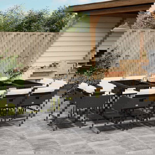 vidaXL 11-dijelni vrtni blagovaonski set s jastucima poliratan crni Cijene