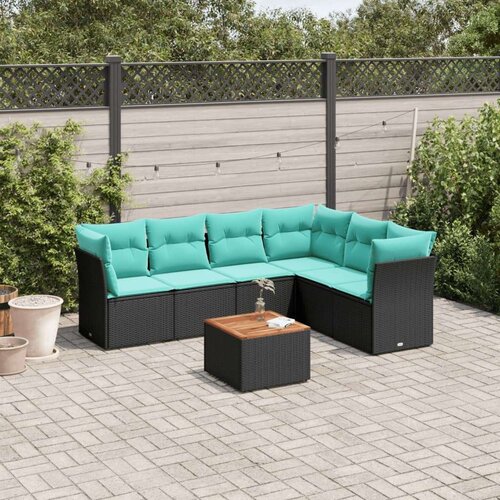  Vrtna garnitura - 7-dijelni set vrtnih sofa od poliratana s jastucima crni - Crna 3x kutna + stol + 3x srednja 1 Cijene