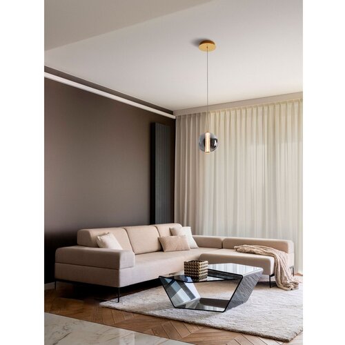 Nova Luce Siva metalna LED viseća svjetiljka sa staklenim sjenilom &amp;oslash; 22 cm Navi &amp;ndash; Slike