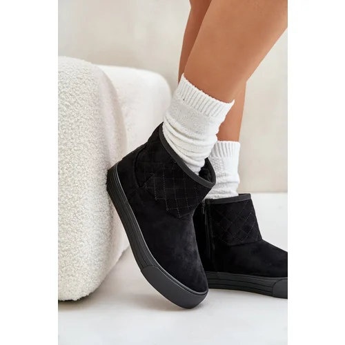 Big Star Ankle snow boots with zip insulated with fur black