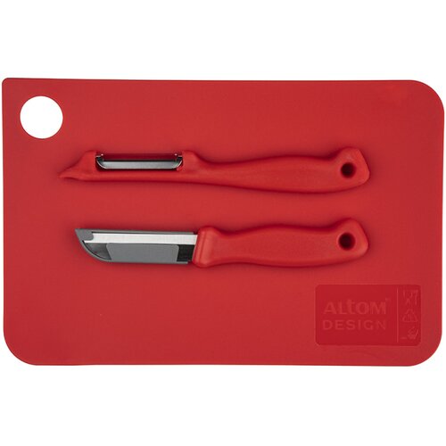 Altom design set daska za rezanje + nož + strugač, 24 cm, crveni Cijene