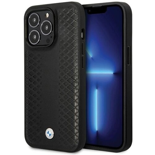 BMW OVITEK USNJEN OVITEK Z DIAMANTNIM VZORECEM ZA IPHONE 14 PRO ČRN, (21898187) Cene