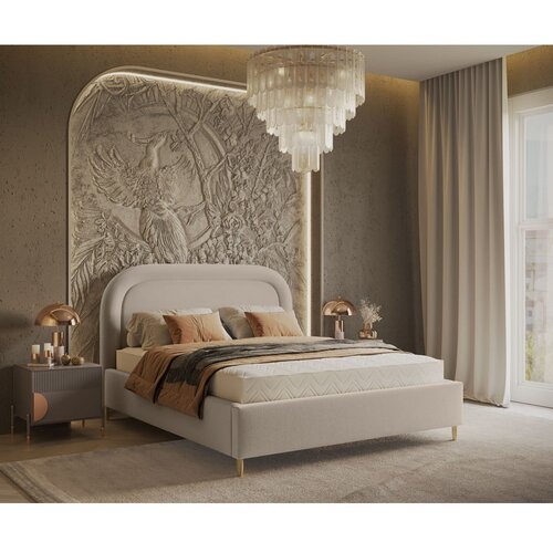 Maison de R&amp;ecirc;ve Bež tapecirani bračni krevet s prostorom za odlaganje s podnicom 160x200 cm Mija &amp;ndash; Slike